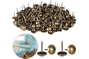 500Pcs Decorative Upholstery Tacks, 7/16” Antique Furniture Nails Pins, Brass Finish Metal Thumb Tack Stud Push Pins for Sofa