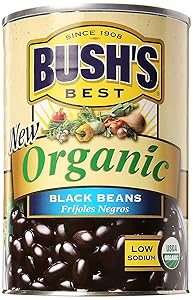 BUSH'S BEST Organic Beans, 15 Ounce Can ,Canned Beans,USDA Certified Organic, Source of Plant Based Protein and Fiber, Low Fat, Gluten Free (12)