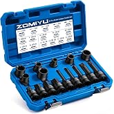 16-Piece Impact Brake Caliper Socket Set, 1/2" Drive Brake Adjusting Kit | Cr-Mo Sockets Remove Brake Caliper Bolts; Compatible with Audi, VW, BMW, Mercedes, Porsche and Ford