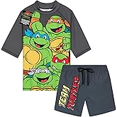 Get Trend Swimsuit Set for Boys Teens 2 Pcs with Swimming Trunks and Boys Rash Guard for Beach Trip Holiday Essentials