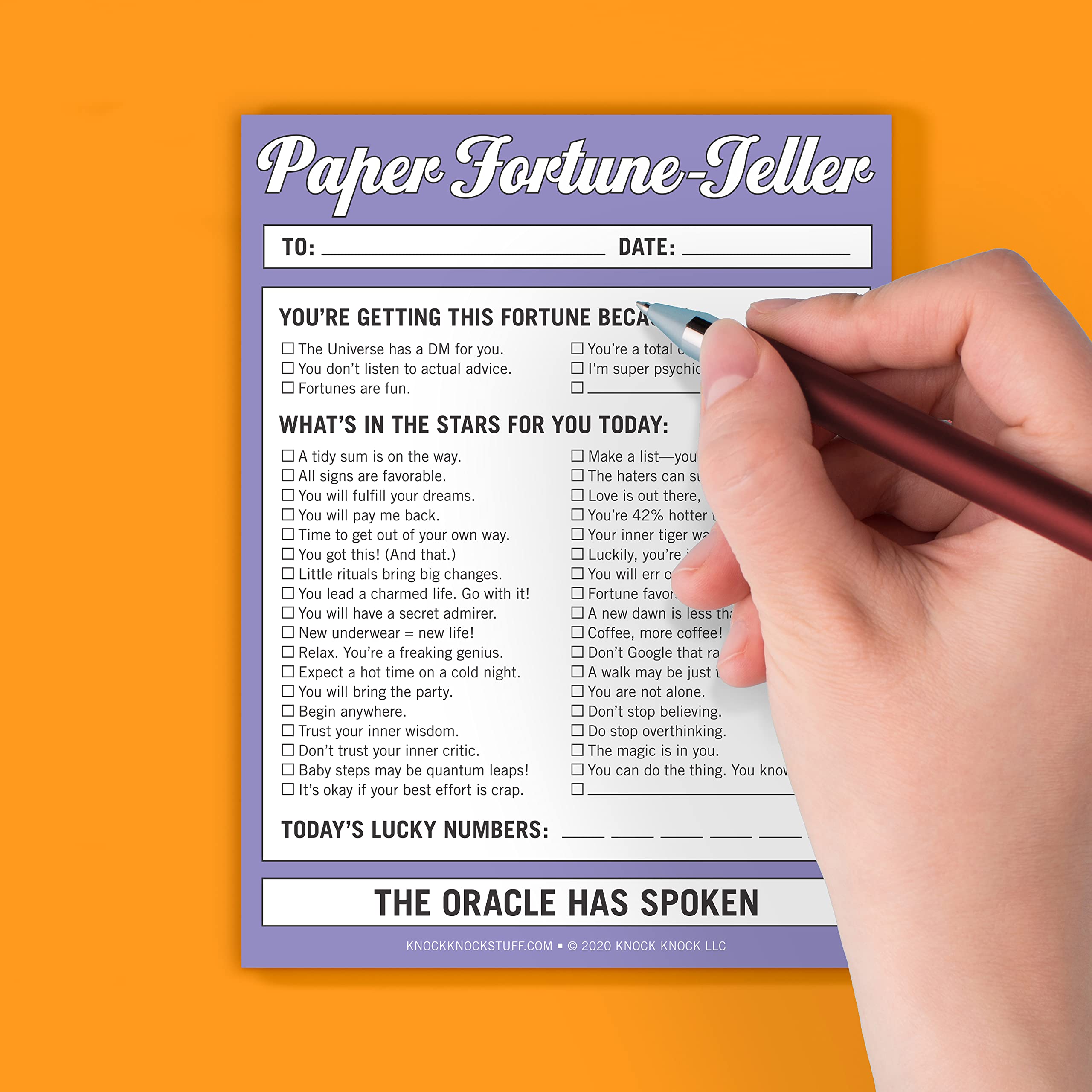 Knock Knock Paper Fortune Teller Nifty Note Pad - Oracle Gift Paper Fortune Teller Pad, 4 x 5.25-inches