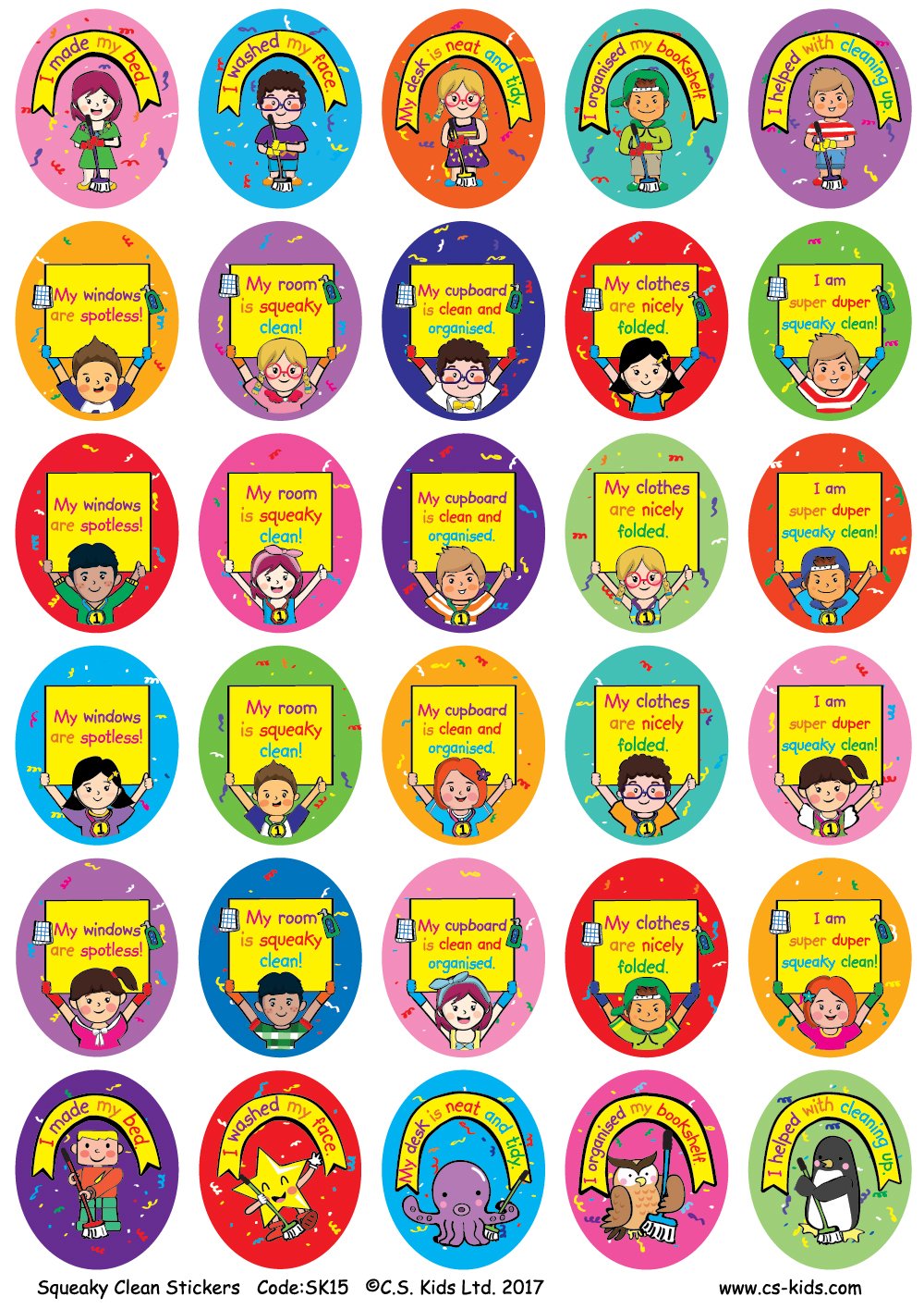 C.S. Kids EYFS Squeaky Clean Round Stickers, Teacher & Parent Praise & Achievement Stickers (Pack of 180) SK15