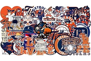 AHA PURE FOODS 50 PCS Detroit City American Tigers Stickers Baseball Stickers for Water Bottle, Laptop, Bicycle, Computer, Motorcycle, Travel Case, Car Decal Decoration Sticker