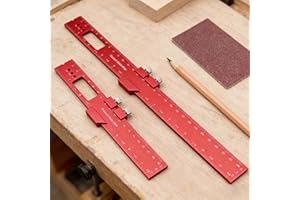 Precision Woodworking Ruler with Adjustable Slide Stop, Aluminum Alloy Pocket Ruler for Marking and Scribing, Multi-Angle Mea