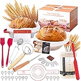 Sourdough Starter Kit, 9" Round and 10" Oval Banneton Bread Baking Supplies, Bread Making Tools Kit, Sourdough Proofing Basket, Sourdough Kit Gifts for Bakers Women Wife Mom