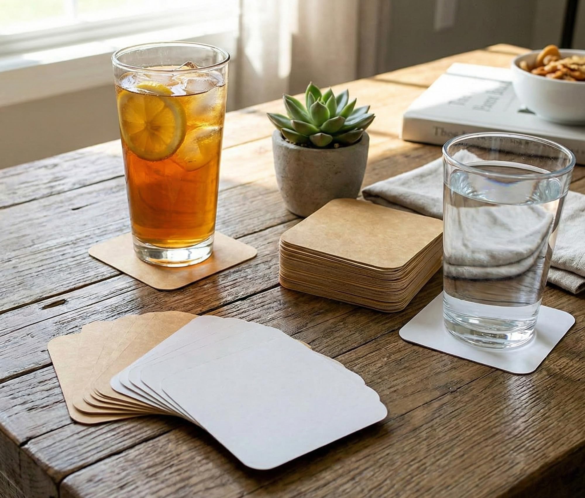 eSplanade Disposable Coasters (Set of 100) - Use and Throw Reversible Coasters - Perfect for Bar, Hotel, Restaurant purpose & Parties (Brown Square)