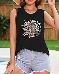 Sun Moon Graphic Tank Tops for Women Summer