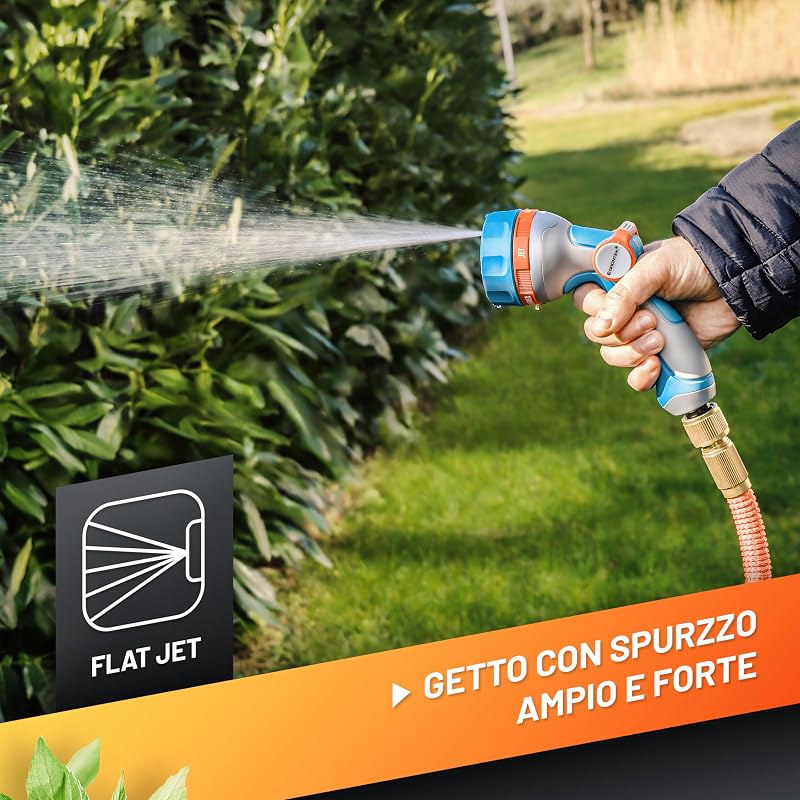 Pistola Acqua Giardino - 5 Tipi di Spruzzi - Pistola per Irrigazione Ultraleggera per Tubo Acqua con Spruzzo Multifunzione x Innaffiare Giardino e Lavaggio Auto. Controllo al Pollice.