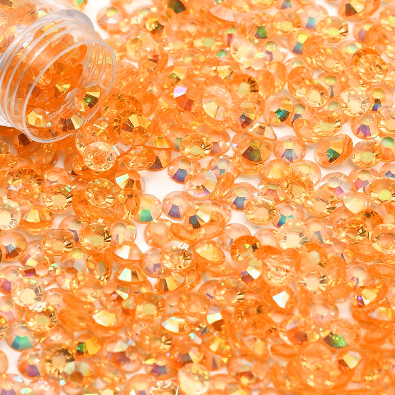 Photo 1 of 15000 Pcs Orange AB Rhinestones Flatback Bulk, SS20/5mm Non-Hotfix Crystal Round Jelly Rhinestones for Crafts Makeup Nails Face Tumblers Clothes Shoes Handmade Decoration
