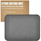 KitchifyMaers Stone Dish Drying Mat with Silicone Sleeve - Natural Diatomaceous Earth Kitchen Mat for Quick Drying - Ultra Absorbent - Eco-Friendly (Grey- Honeycomb Pattern, 11.8