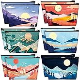 Sweetude 12 Pcs Mountain Makeup Bag Bulk Colorado Gifts Portable Travel Cosmetic Bags with Zipper Waterproof Portable Roomy Travel Beauty Toiletry Organizer Storage Pouch for Women (Mountain)