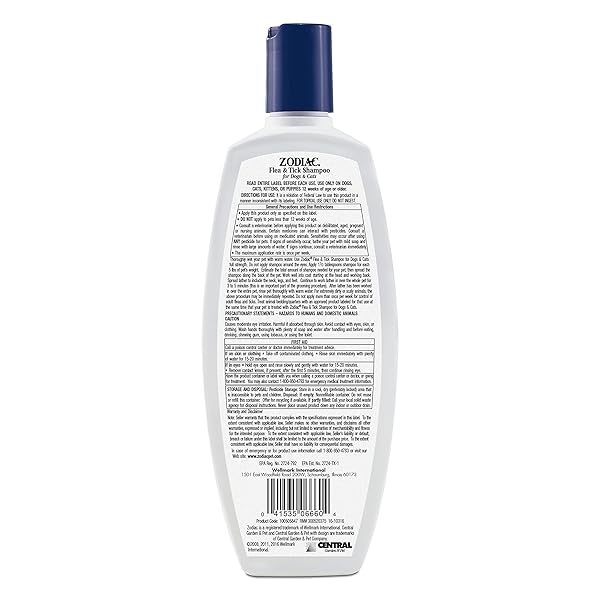 ZODIAC FLEA & TICK SHAMPOO FOR DOGS & CATS, 12-OUNCE