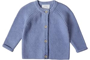 Stellou & friends 100% Cotton Baby Cardigan, Long Sleeve Knit Sweater for Kids, Unisex Tops for Infant, for Children 0-6 Yrs