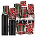 Christmas Cups, Hot Paper Coffee Cups With Lids, Stir