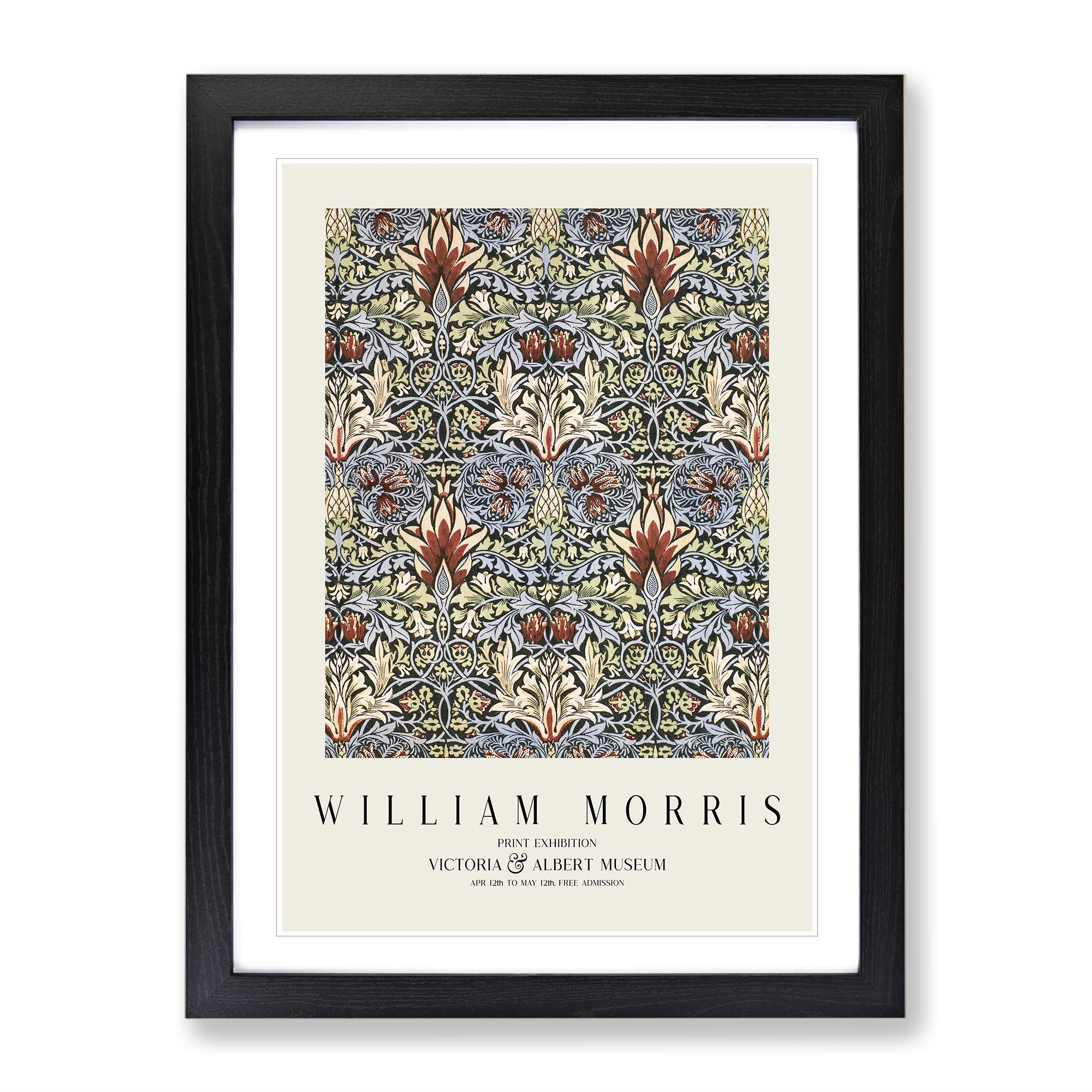 Snakeshead Vol.2 By William Morris Classic Painting Framed Wall Art Print, Ready to Hang Picture for Living Room Bedroom Home Office Décor, Black A4 (34 x 25 cm)