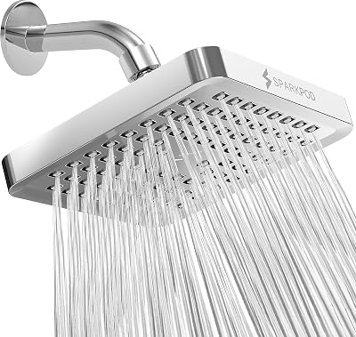 SparkPod Fixed Shower Head High Pressure Rain 15 cm Square Chrome