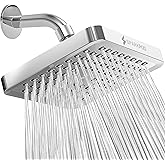 SparkPod Shower Head - High Pressure Rain - Premium Quality Luxury Design - Easy Clean Adjustable Replacement for Your Bathroom Shower Heads (Luxury Polished Chrome, 6 Inch Square)
