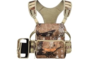 NEW VIEW CamoSltealth Binocular Harness Chest Pack, Silent Bino Case with Detachable Range Finder Pocket and Rain Cover, Fit 