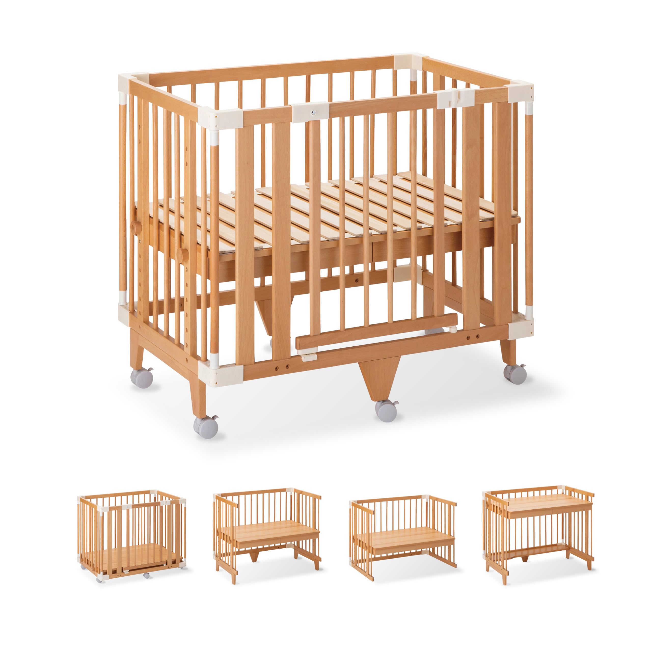 デスクになる！一生モノのベビーベッド【ファルスカ クリエイティブコット】5-in-1 スリムコンパクト マンションOK 添い寝対応 リビングと寝室を移動 746218商品画像