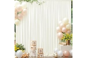 TAO-GE 10x10 Ivory Backdrop Curtain for Wedding Parties Wrinkle Free Ivory Photo Curtains Backdrop Drapes Fabric Decoration for Baby Shower Photoshoot 5ft x 10ft,2 Panels