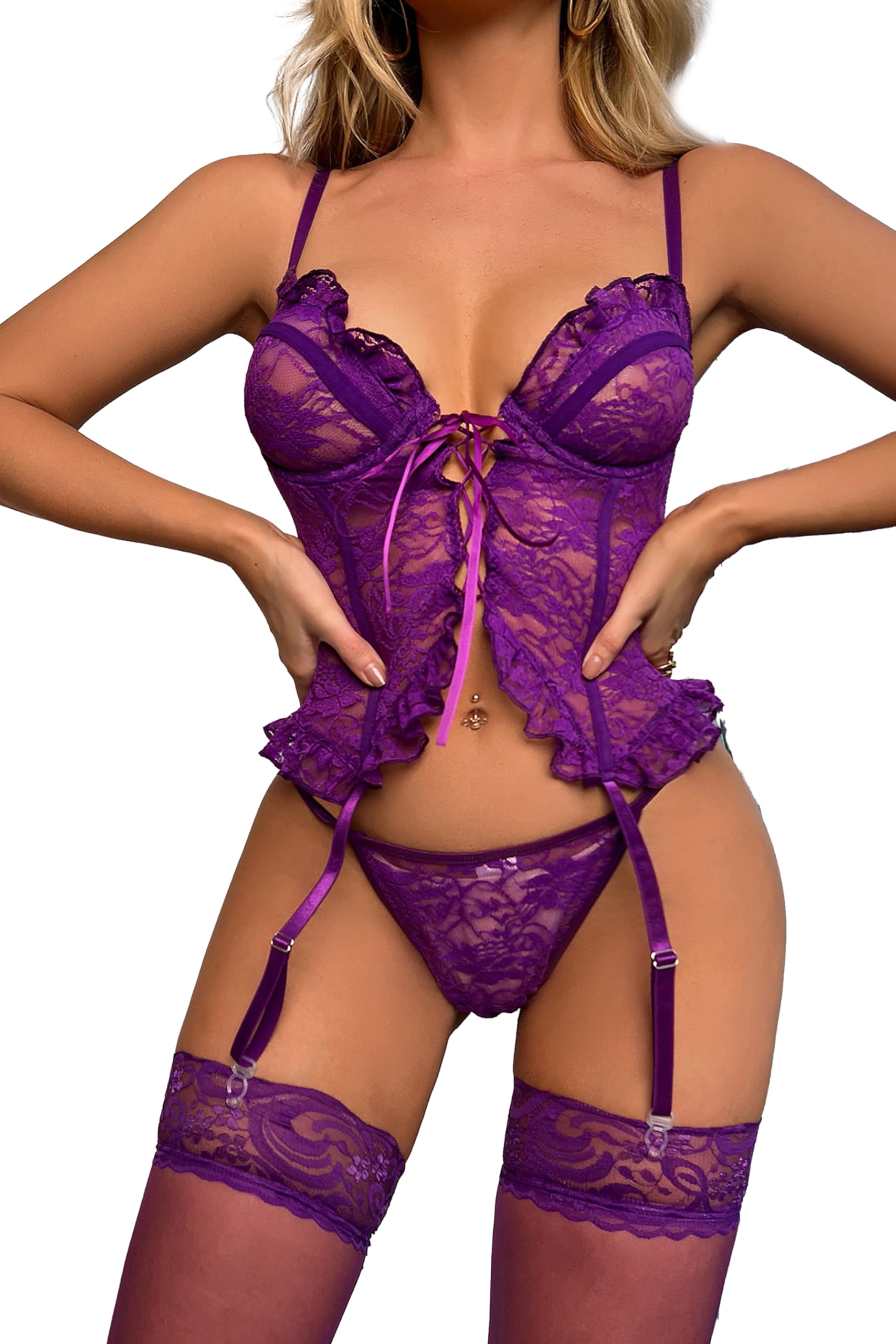 ssgrlvok Women Lingerie Sexy Floral Lace Lingerie
