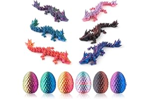 Dxldfks 6PCS 3D Printed Dragon with Egg, Small Articulated Crystal Dragons Eggs for Easter Basket Stuffers Home Office Decoration Executive Desk Toys, Pack of 6
