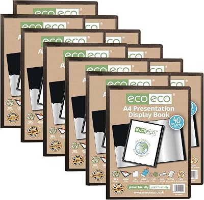 eco-eco A4 50% Recycled 40 Pocket Presentation Display Book 12 Pack