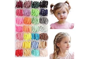 Baby Girl Hair Ties, EleMirsa 420pcs Small Hair Ties for Toddler Fine Hair Little Girl Tiny Finger Colorful Multicolored Hair Rubber Elastics with Organizer Box, 28 Multicolors 0.8 Inch in Diameter