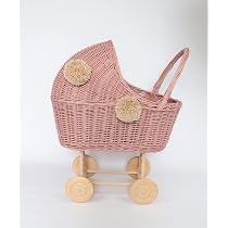 CACKOO Handmade Wicker Pram For Dolls 