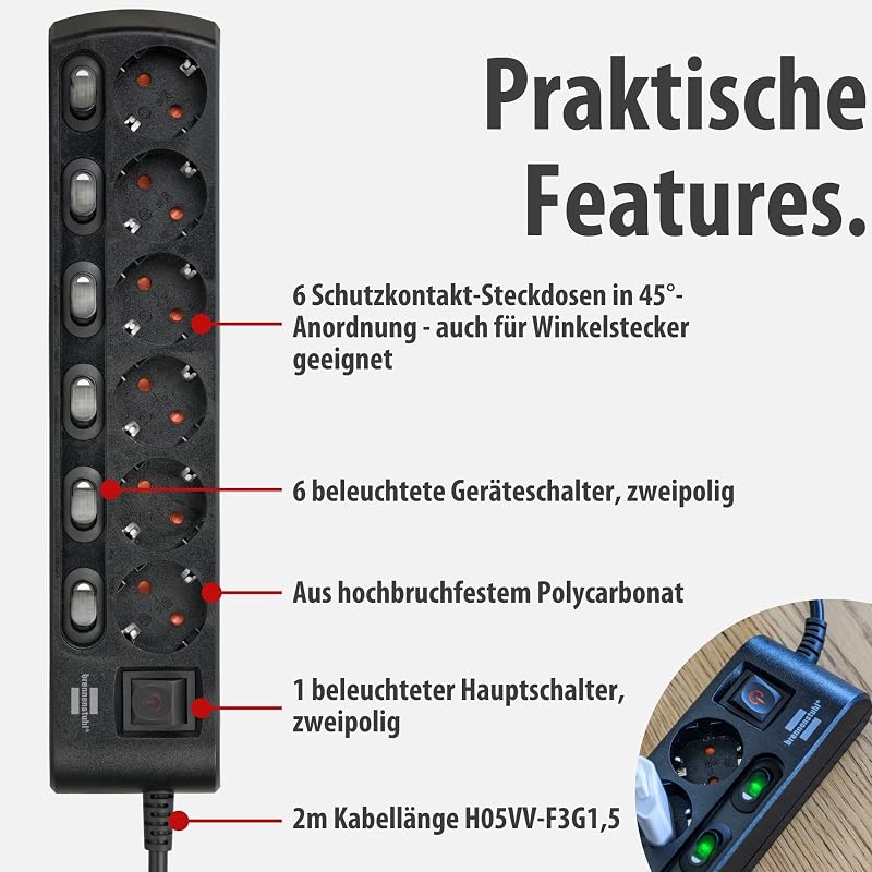 Steckdosenleiste einzeln schaltbar 6-Fach