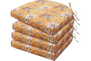 HARBOREST Outdoor Chair Cushions Set of 4 - Round Corner Water Resistant Outdoor Cushions for Patio Furniture - Patio Furniture Cushions with Ties, 17"x16"x2", Blooming