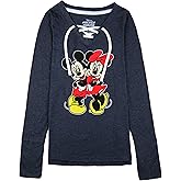 Disney Womens Minnie Mouse Lace-Up Long Sleeve Tee (US, Alpha, Small, Regular, Regular, Navy/White)