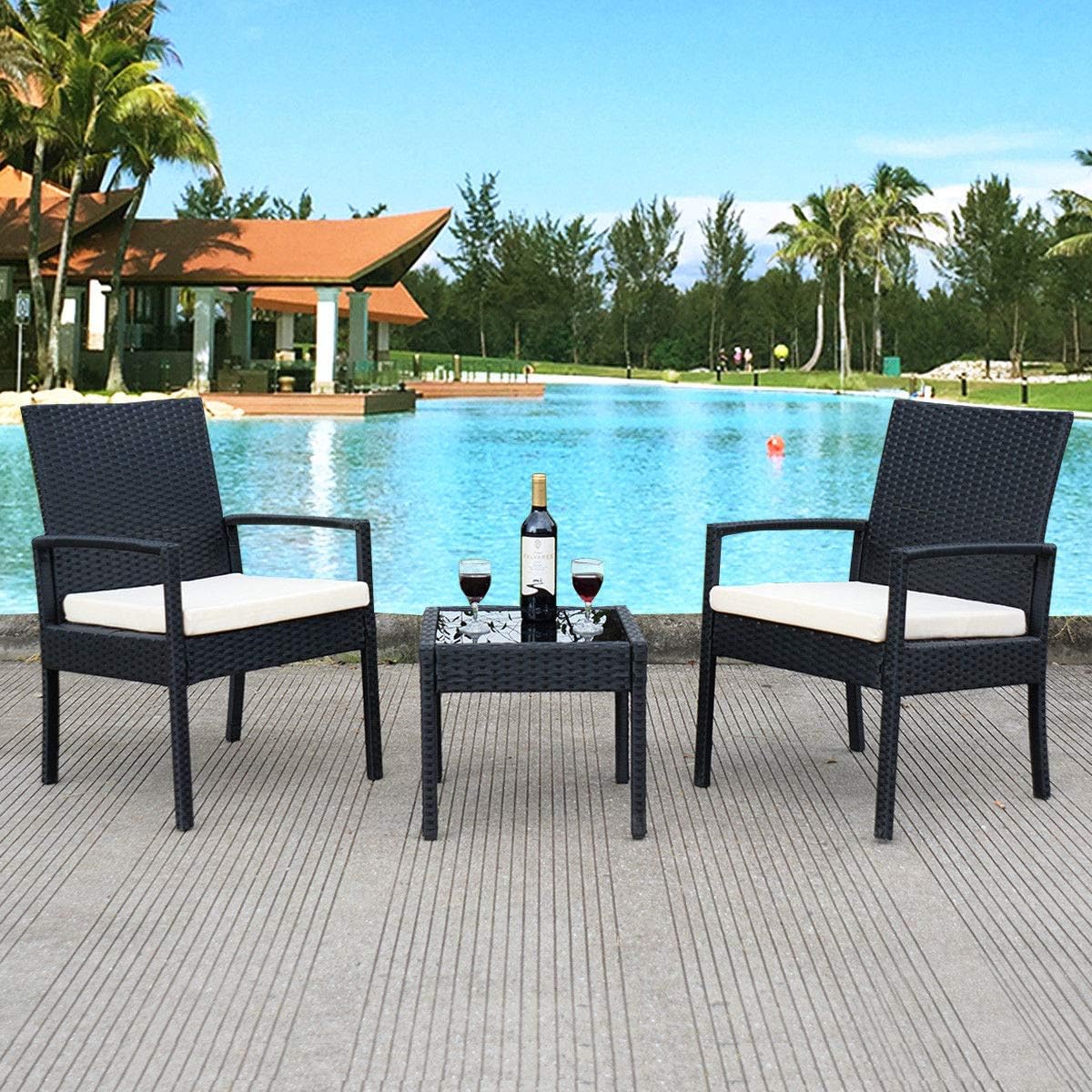 Item Valley 3 PS Outdoor Rattan Patio Furniture Set Backyard Garden Furniture