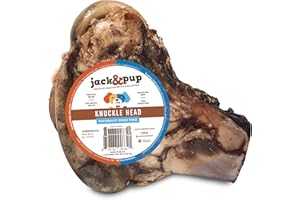 Jack & Pup Beef Knuckle Dog Bones for Large Dogs (Pack of 1) Dog Bones for Aggressive Chewers – Savory Smoked Beef Flavor