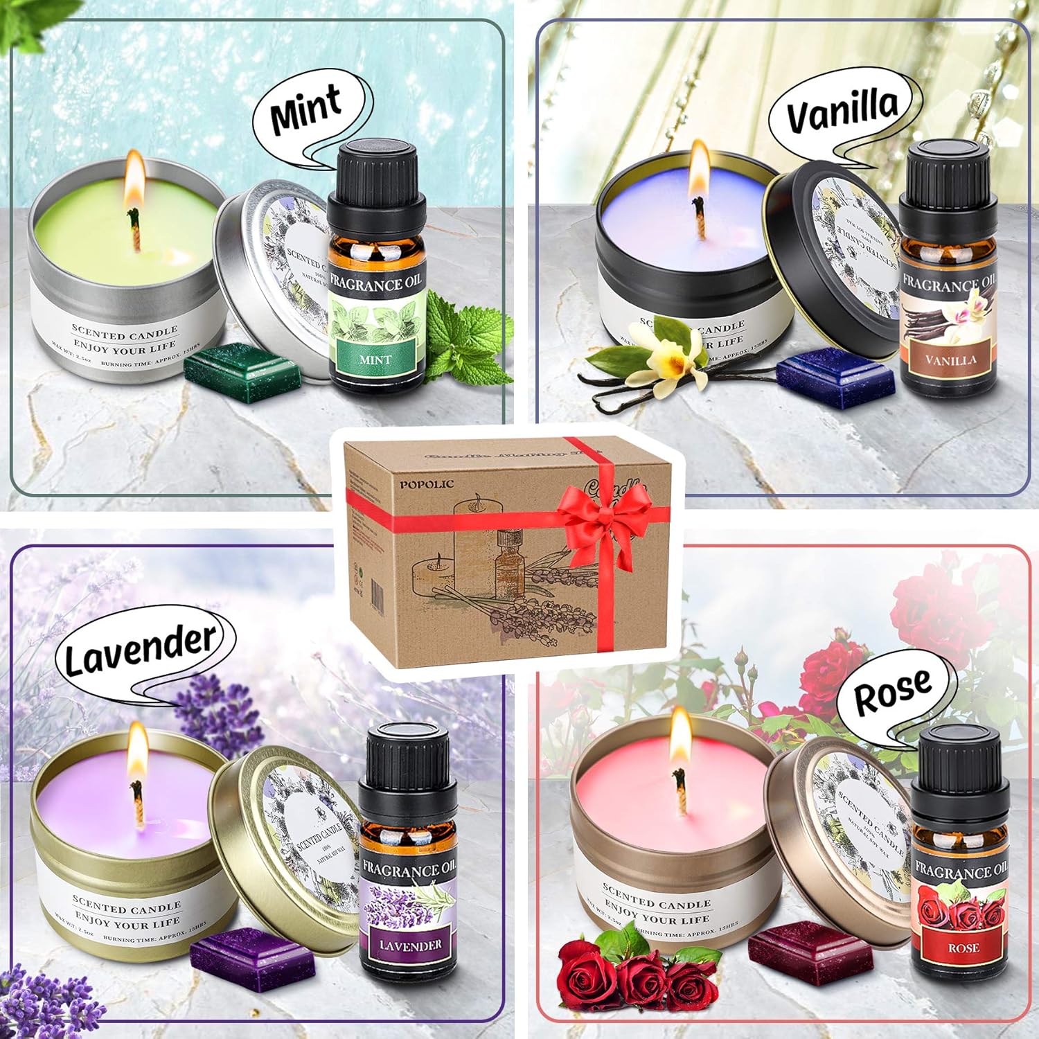 Popolic DIY Scented Candle, Candle Making Kit Supplies Candle Craft Set