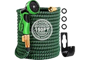 CYCODO Expandable Garden Hose 150FT,Water Hose 150FT with 10 Function Spray Nozzle,Lightweight & No-Kink Flexible Garden Hose,Outdoor Hose,Water Pipe With 3/4’’ Connectors,Nano Latex Core,Leakproof(Green)