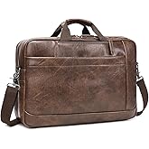 Faux Leather Messenger Bag for Men 17-17.3 Inch: Convertible 3 in 1 Backpack Laptop Bag Briefcase Computer Handbags Shoulder Crossbody Bag with Padded Laptop Sleeve for Work College Travel, PU Coffee