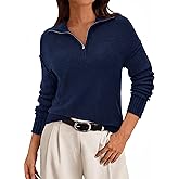 PRETTYGARDEN Women's Fall Quarter Zip Pullover Sweaters 2026 Dressy Casual Long Sleeve V Neck Collared Knit Jumper Tops