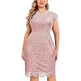 Miusol Women's Retro Lace Sleeveless Plus Size Formal Evening Prom Dress