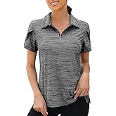 Viracy Womens Golf Polo Shirts 1/4 Zip Up Overlap Short Sleeve Quick Dry Workout Tops