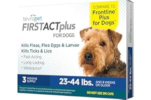 TEVRAPET FirstAct Plus Flea Treatment for Dogs, Medium Dogs 23-44 lbs, 3 Doses, Same Active Ingredients as Frontline Plus Flea and Tick Prevention for Dogs
