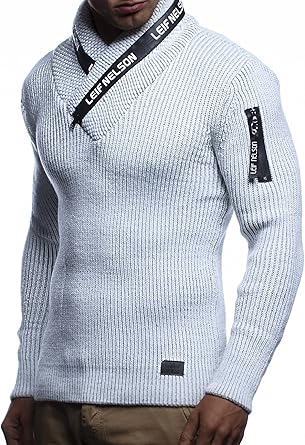 Leif Nelson Men S Knitted Pullover Long Sleeved Slim Fit