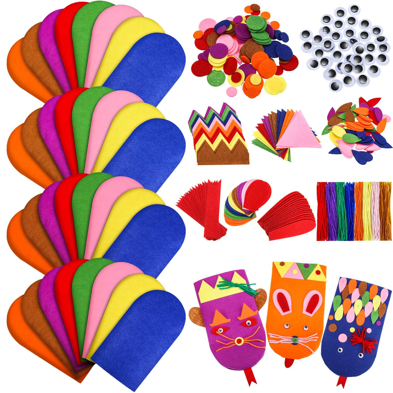 Photo 1 of Liliful 32 Pcs Hand Puppet Making Kit Felt Arts and Crafts Sock Puppet Toys Creative DIY Make Your Personal Puppets Kits Eyes Felt Accessories Storytelling Role Play Party Supplies