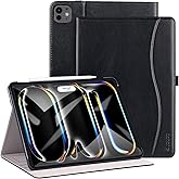 ZtotopCases for iPad Pro 12.9 6th/5th/4th/3rd Generation Case 2022/2021/2020/2018, Premium PU Leather Folio Cover, Auto Wake/Sleep, Multi Viewing Angles, Supports Pencil Pro and Touch ID, Black