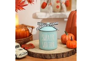 MARACCO Fall Tiered Tray Decor Thanksgiving Ceramic Canister Mini Jar Sweater Weather Autumn Home Harvest Table Decoration Thanksgiving Gifts Blue