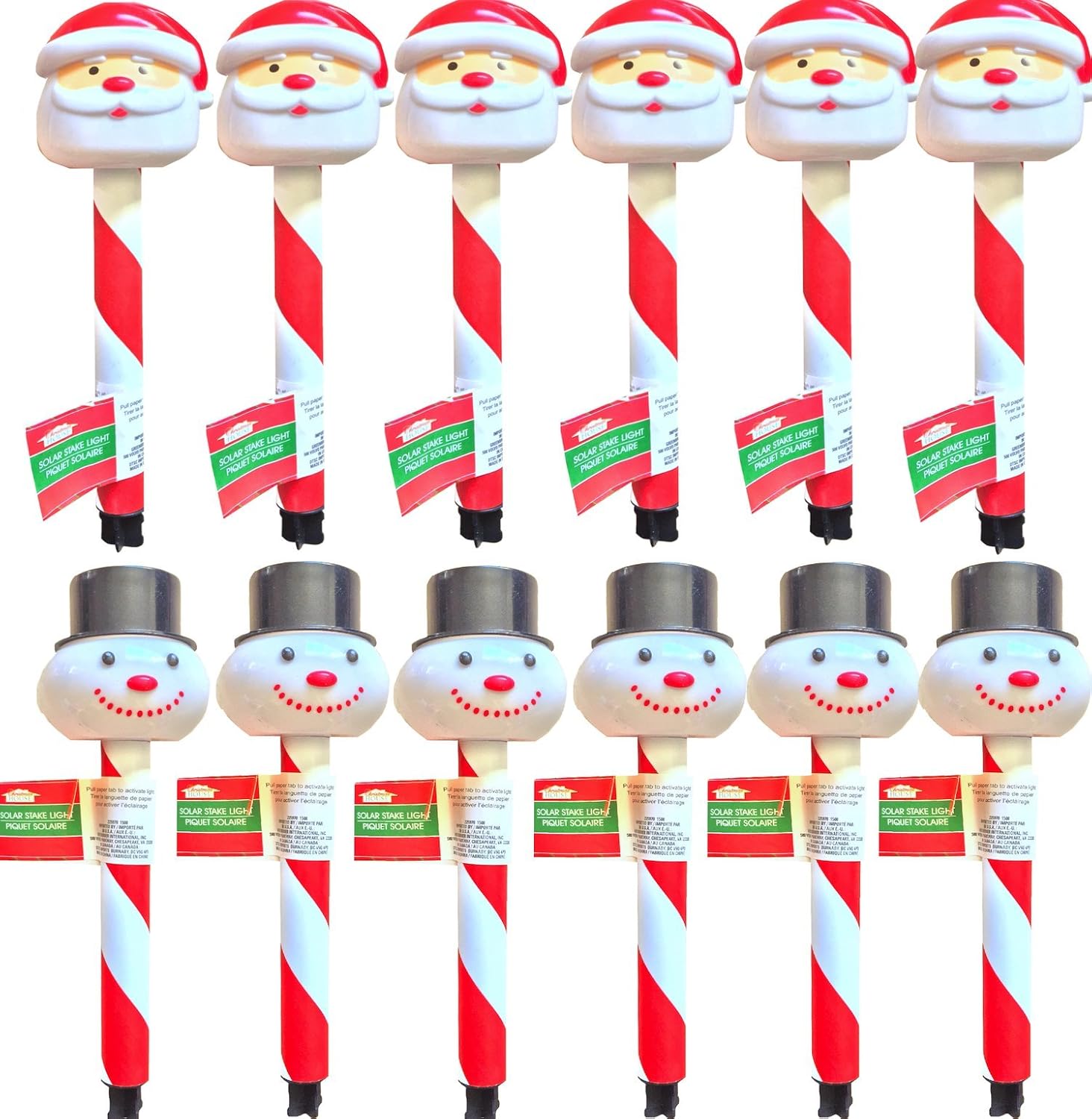 Decorative Garden Stakes - Christmas Landscaping Garden Christmas Decorations House Decorations Christmas Solar Stake Light Santa Claus and the Snowman Decorations All Solar (PACK OF 12)