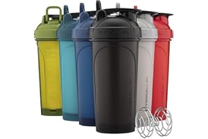 Hydra Cup ProFlow Shaker Bottles 6-Pack (28oz) | Protein Shaker Cups with Whisk Ball, Leak-Proof Lid, Hidden Carry Handle | BPA-Free Gym Mixer for Protein Powder, Mixing Supplements, Fresh Colors