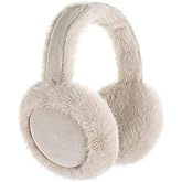 Tavaleu Ear Muffs for Winter Women, Foldable Fuzzy Earmuffs Faux Fur Warm Ear Warmers Covers Cold Weather