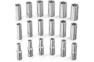 Olsa Tools Metric Socket Set (18pc) | 1/2-Inch Drive | 6-Point Deep Socket Set | Metric Sizes from 10 mm to 27 mm | Mechanic 