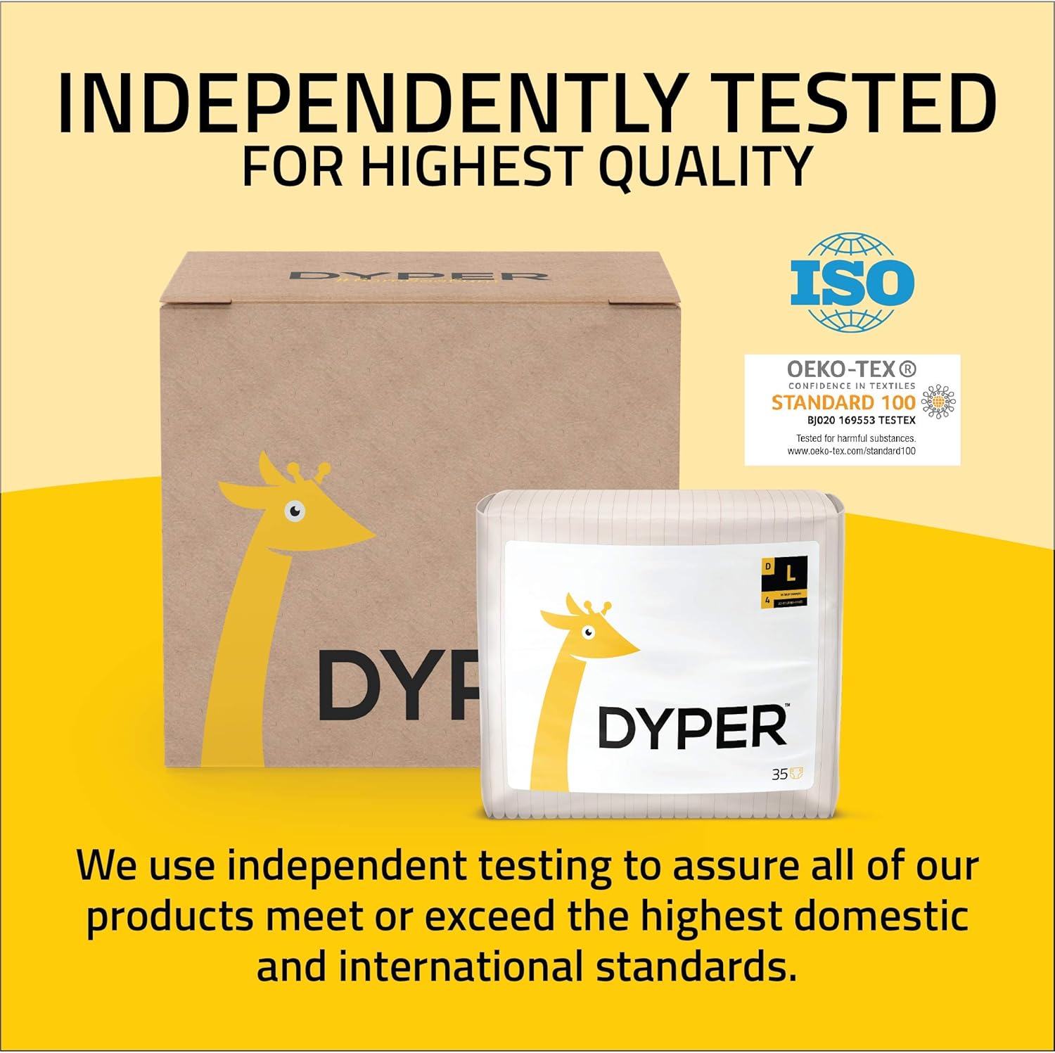 DYPER | Responsibly Sourced Bamboo Baby Diapers | Ink Free, Soft + Durable | Large | 20-31 lbs | 35 Count: Health & Personal Care